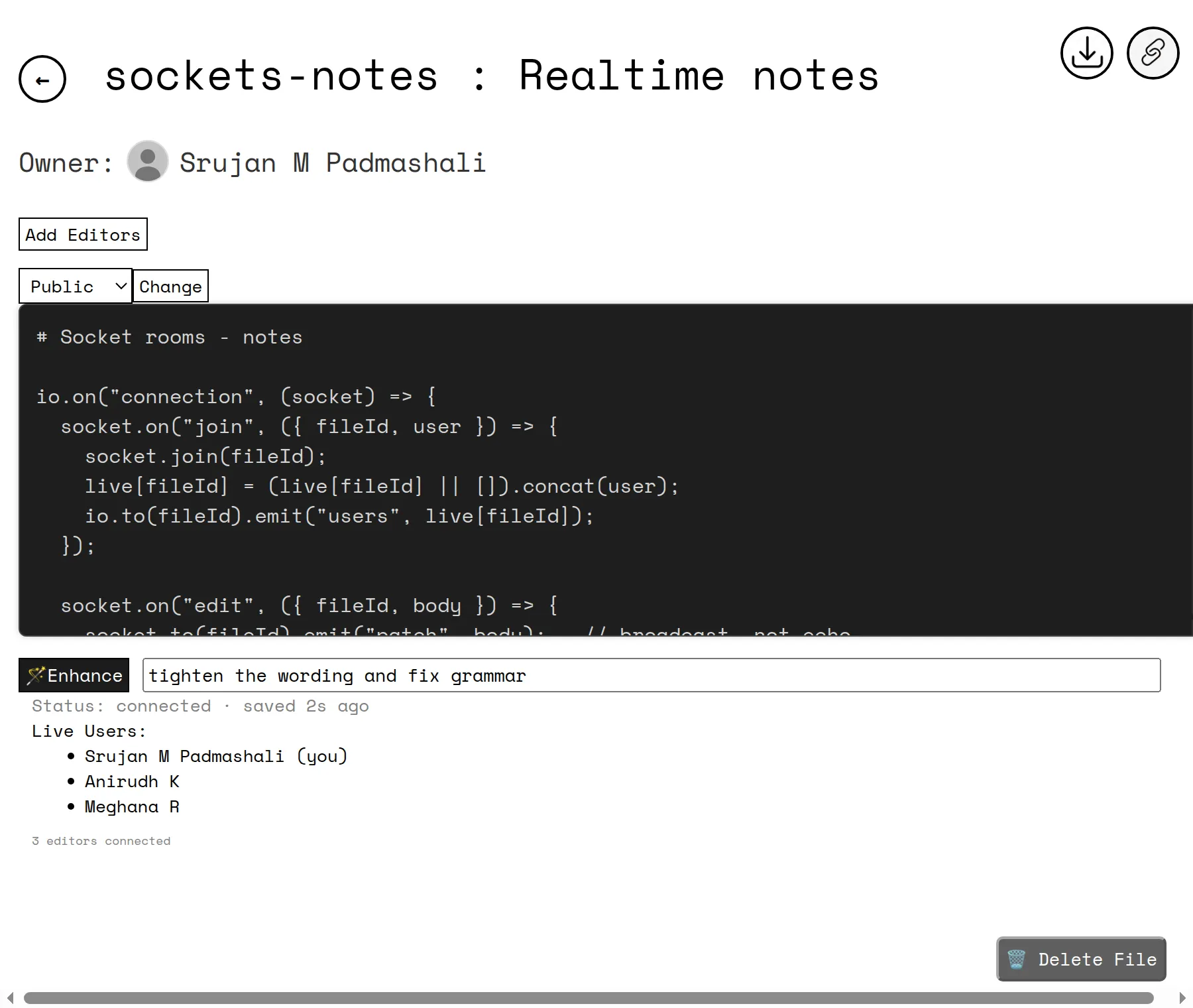 CoEdit interface